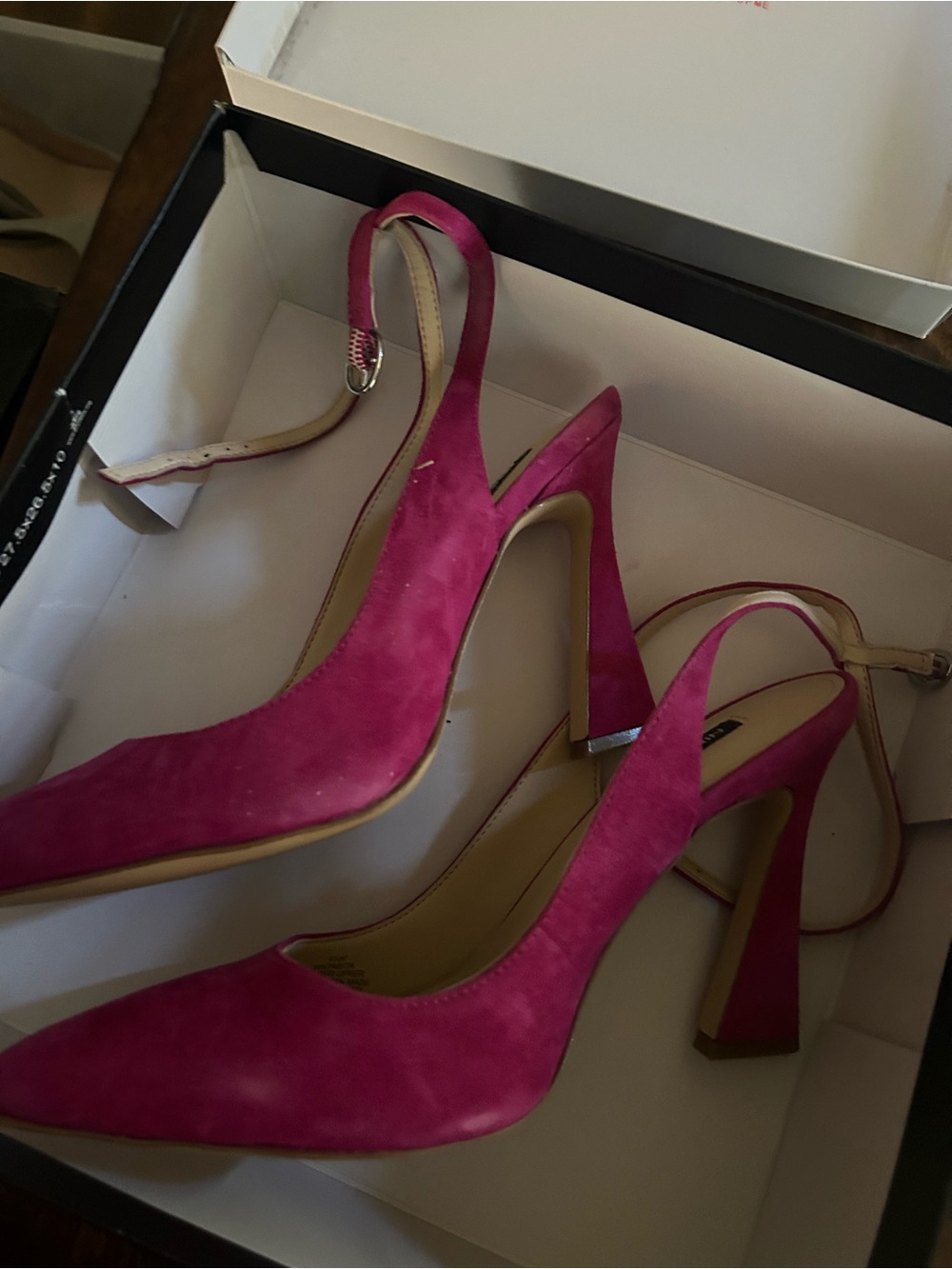 Nine West Fuchsia Suede Pointed Slingback Pumps